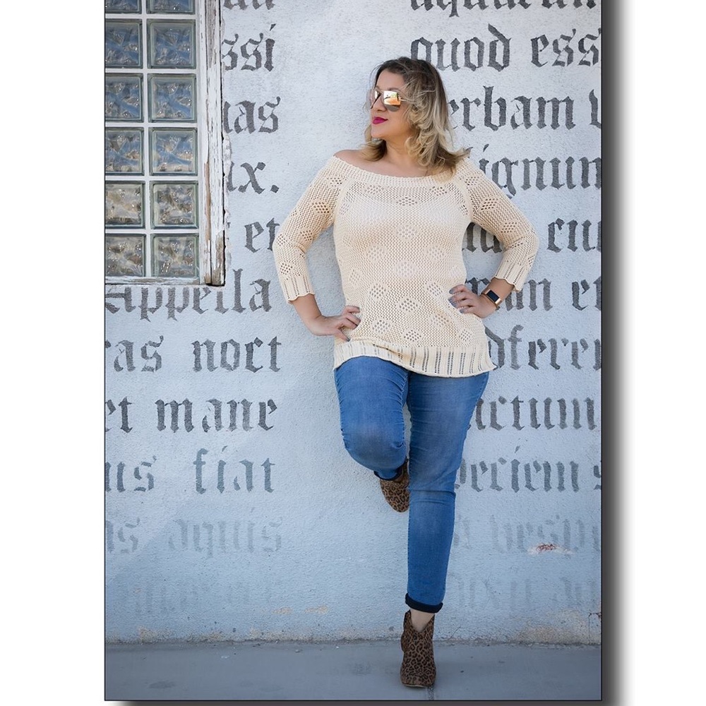 Rafaella yellow off the shoulder tunic sweater